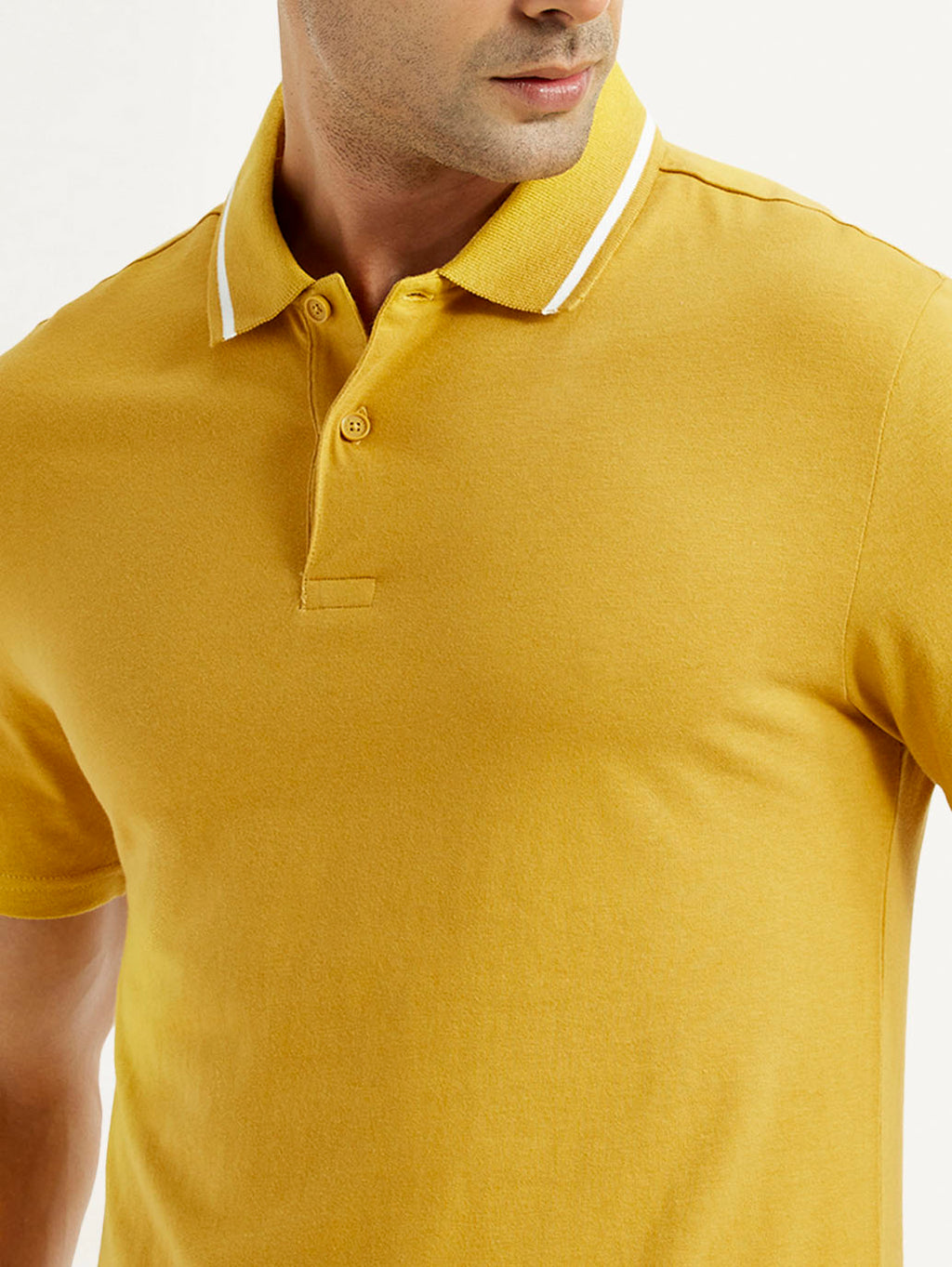 Men's Solid Yellow Polo T-Shirt