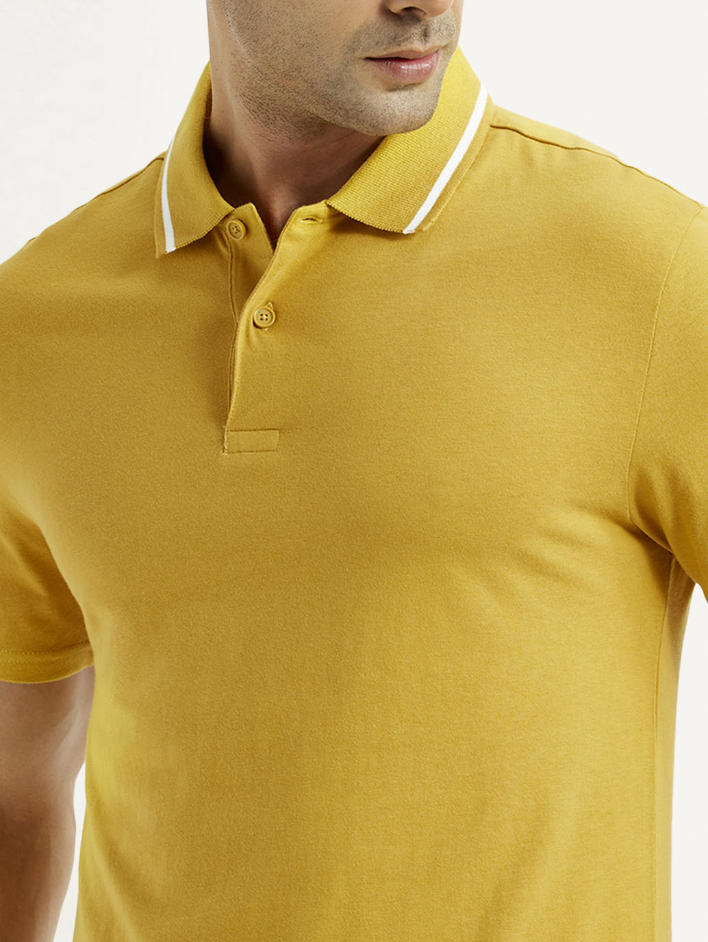 Men's Solid Yellow Polo T-Shirt