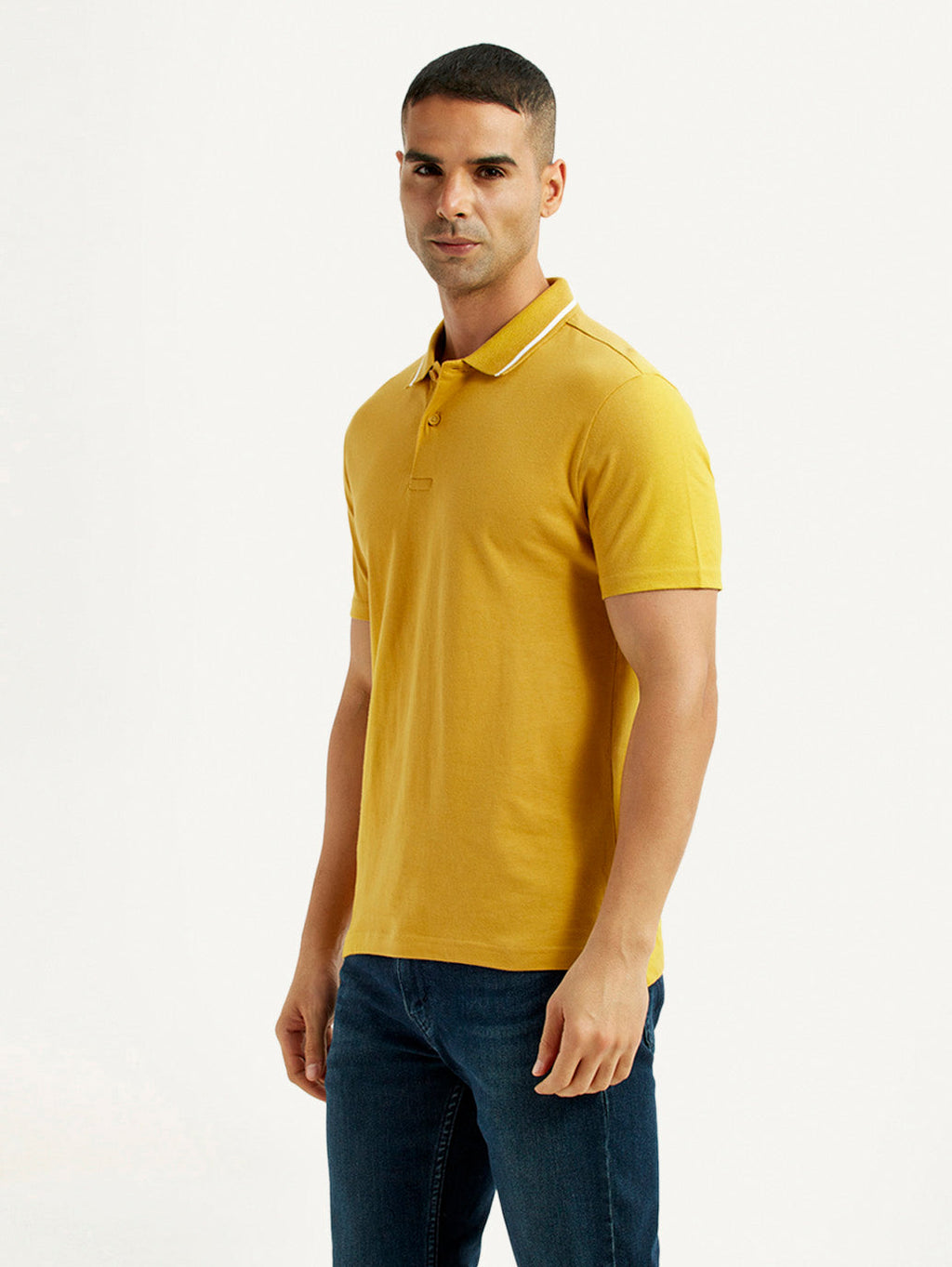 Men's Solid Yellow Polo T-Shirt