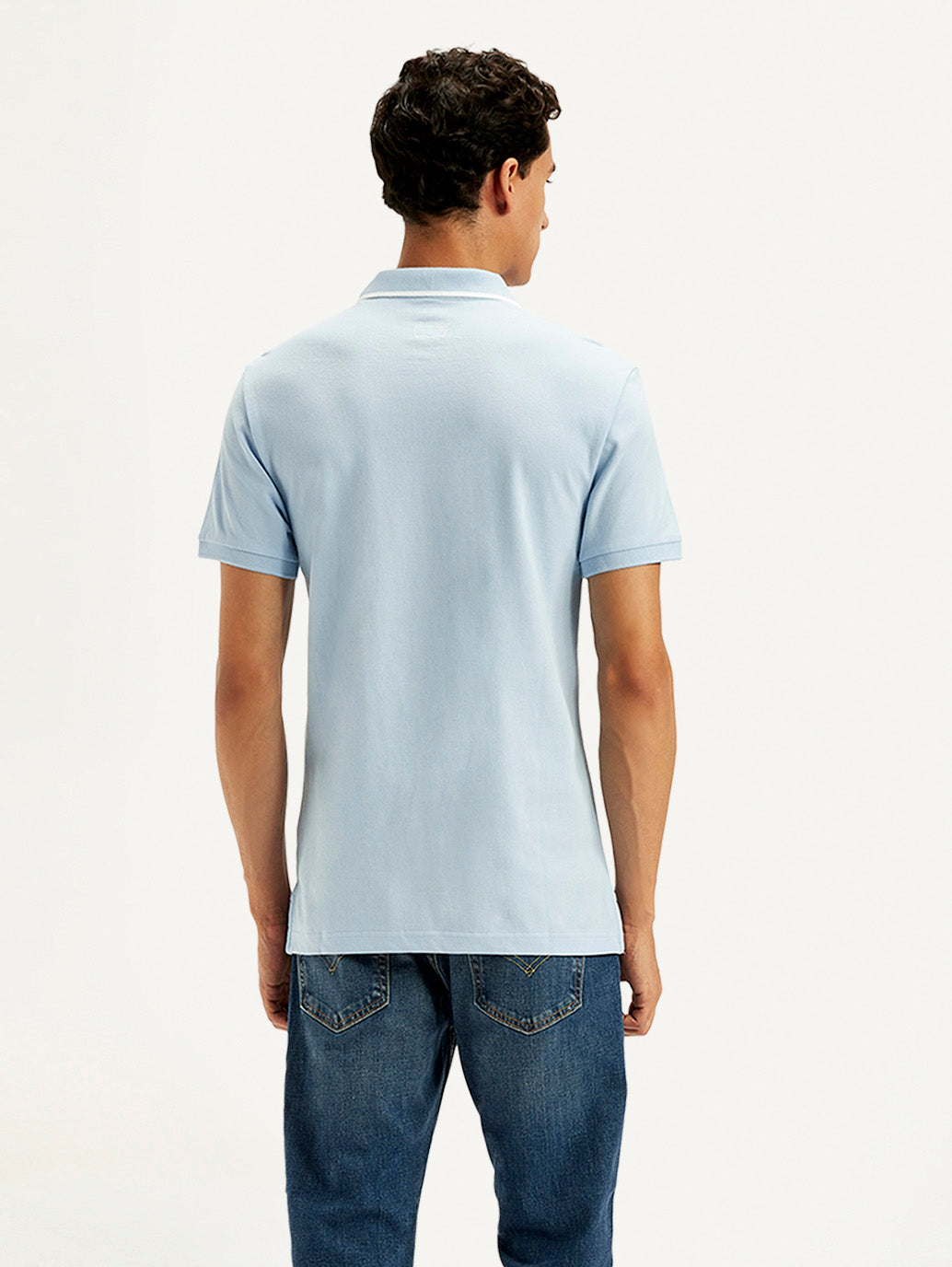 Men's Solid Light Blue Slim Fit Polo T-Shirt