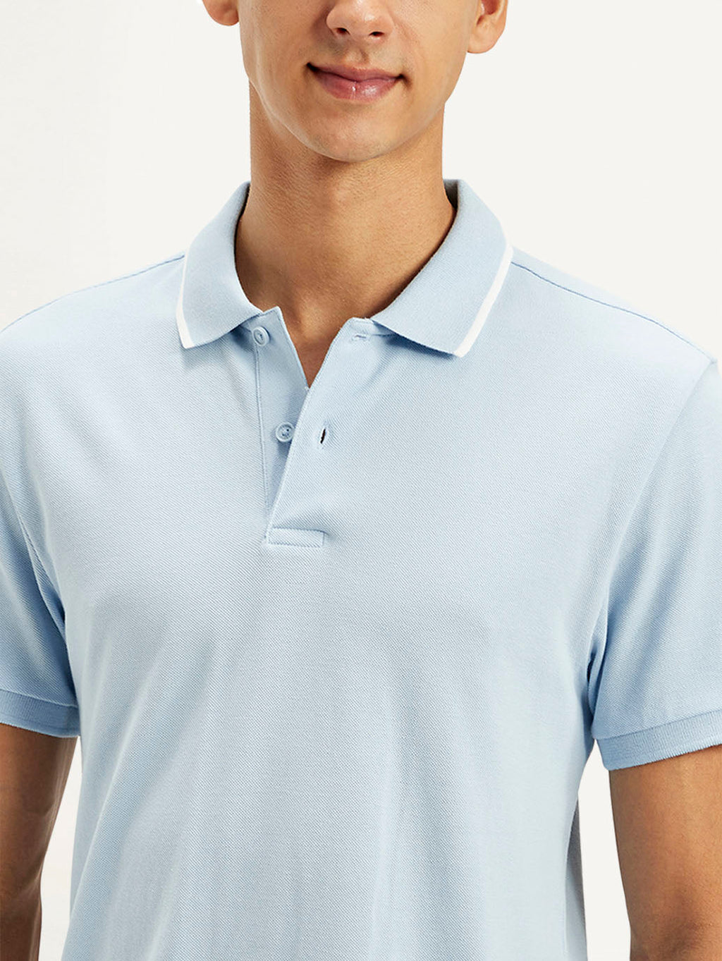 Men's Solid Light Blue Slim Fit Polo T-Shirt