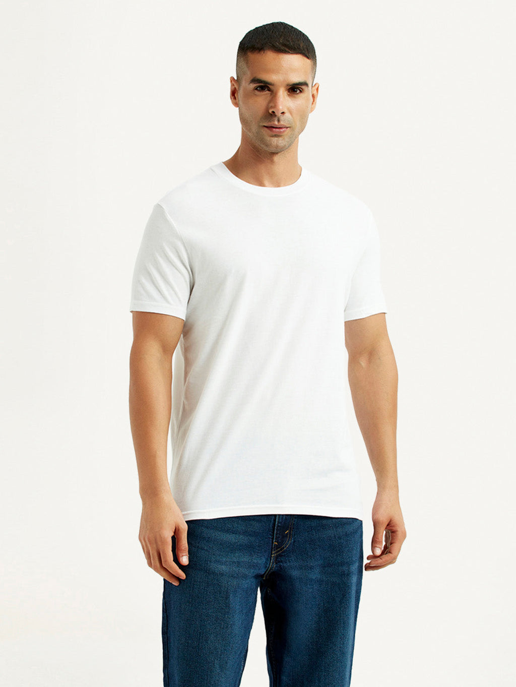 Men's Solid White Slim Fit T-Shirt