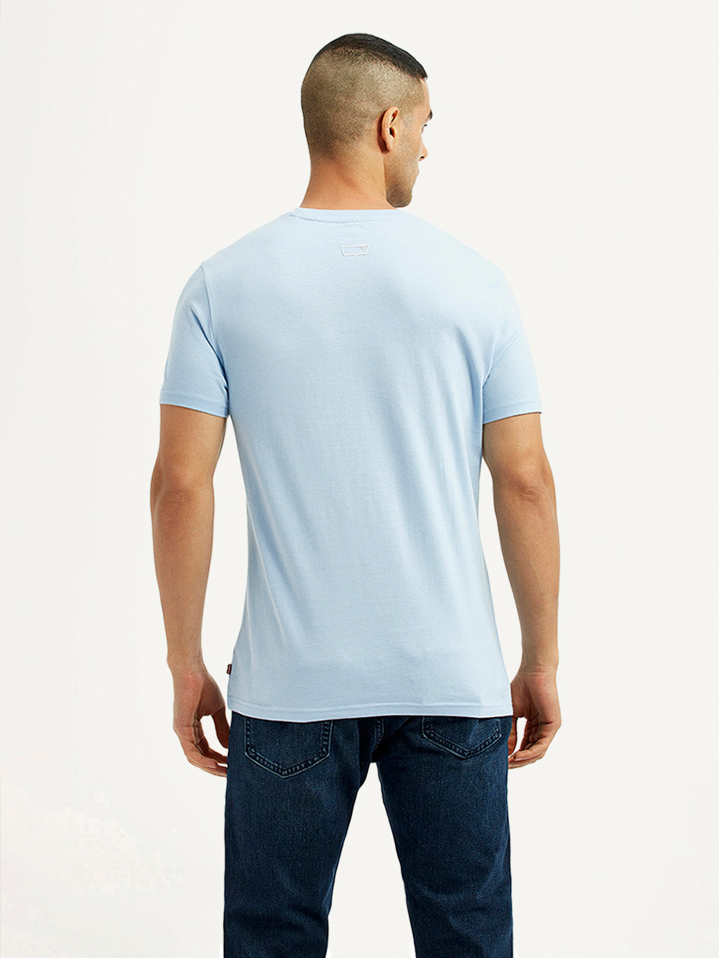 Men's Solid Light Blue Crew Neck T-Shirt
