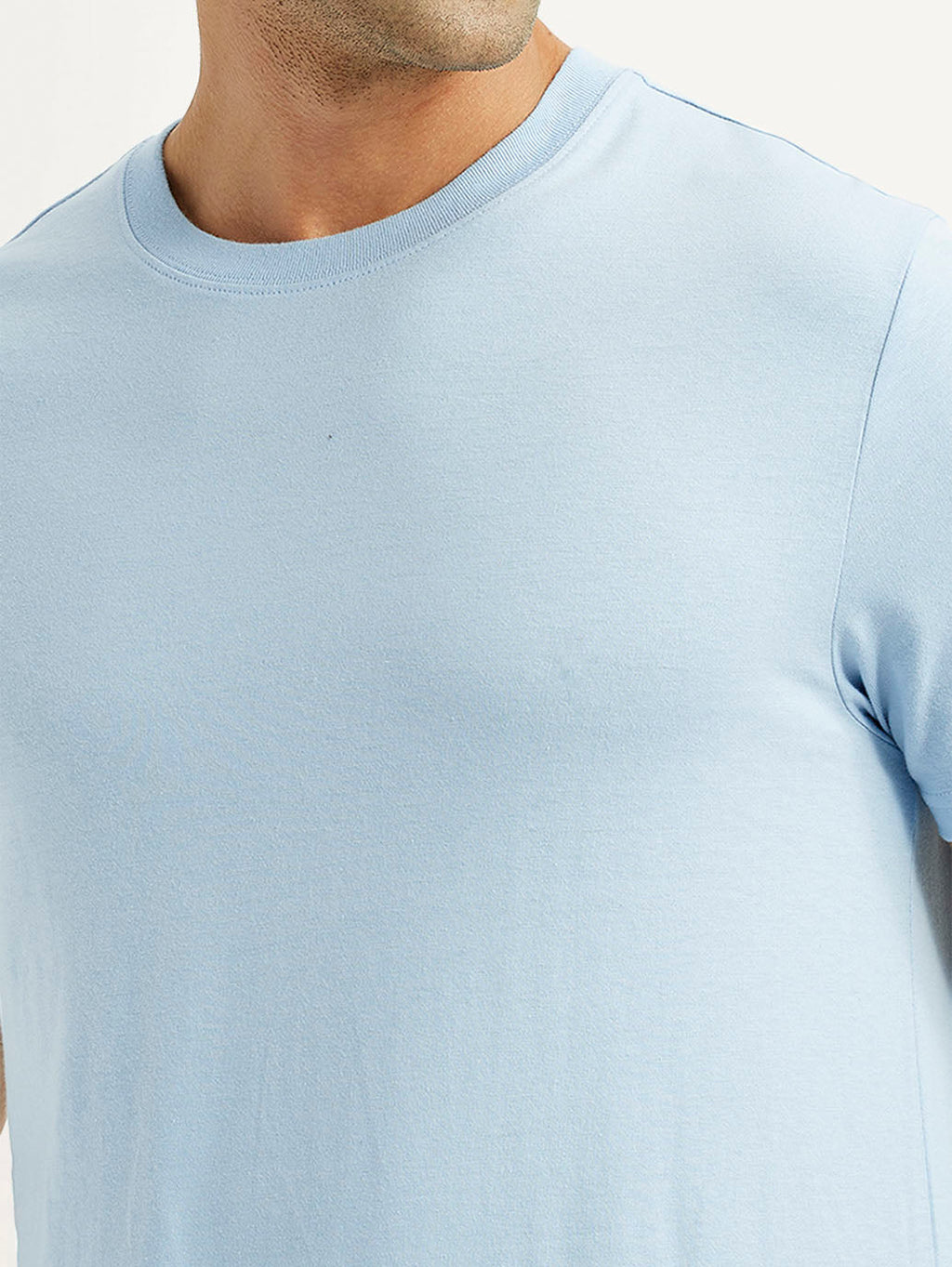 Men's Solid Light Blue Crew Neck T-Shirt