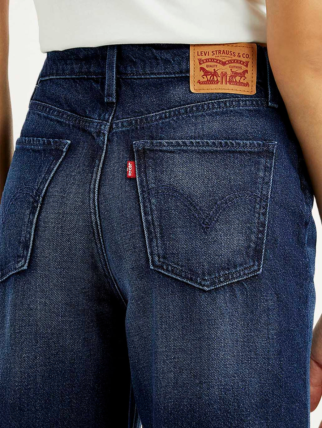 Women's Dark Blue Wide Leg Fit High Rise Jeans
