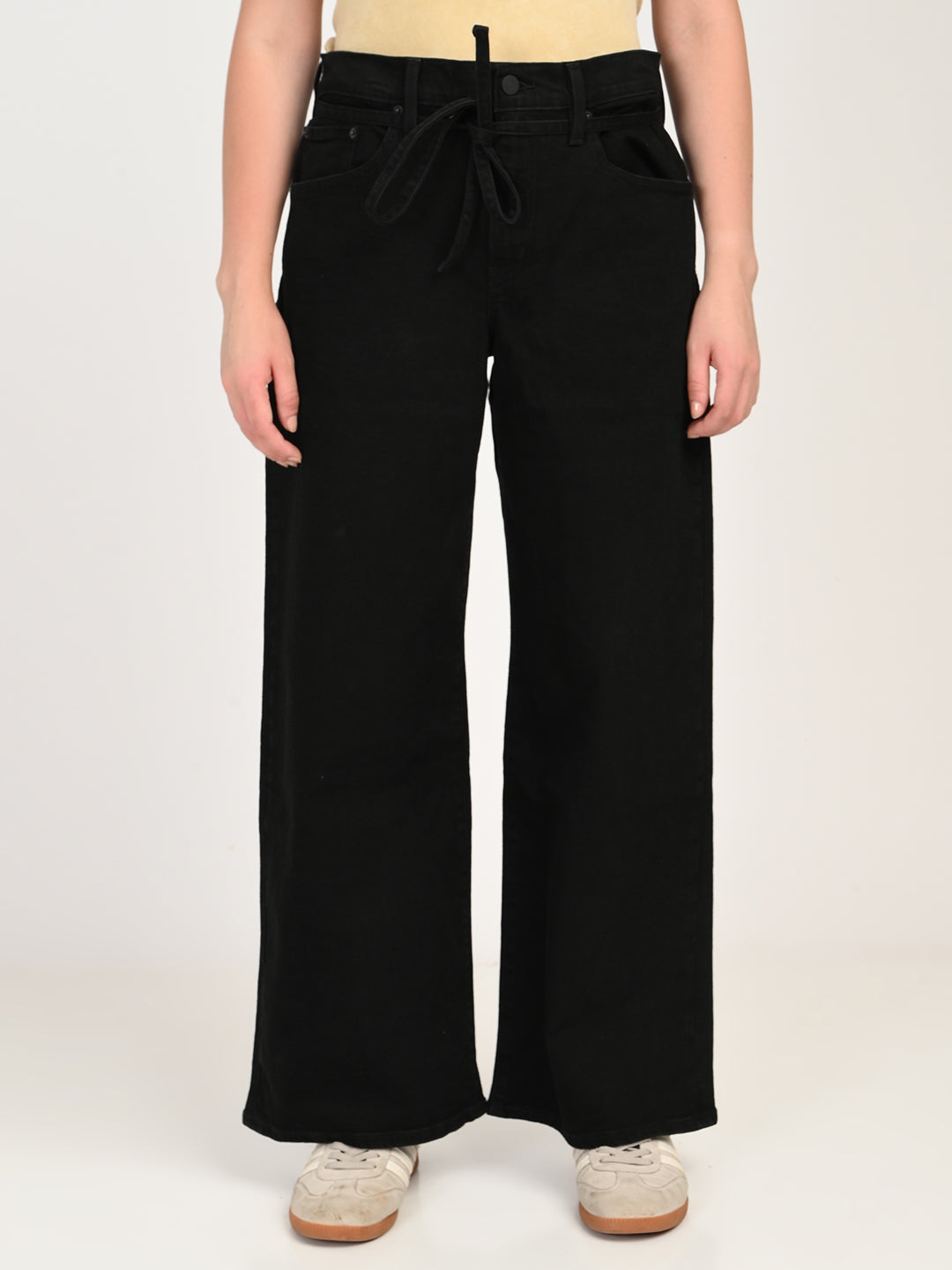 Women's Black XL Straight Loose Straight Fit Mid Rise Jeans