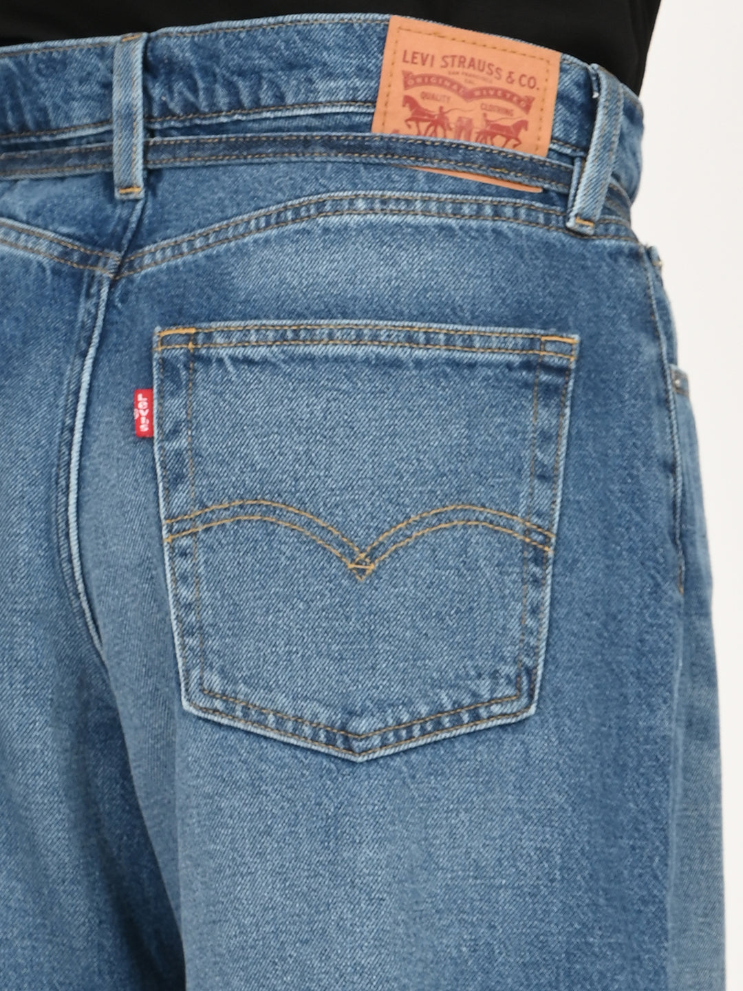 Women's Blue XL Straight Loose Fit Mid Rise Jeans