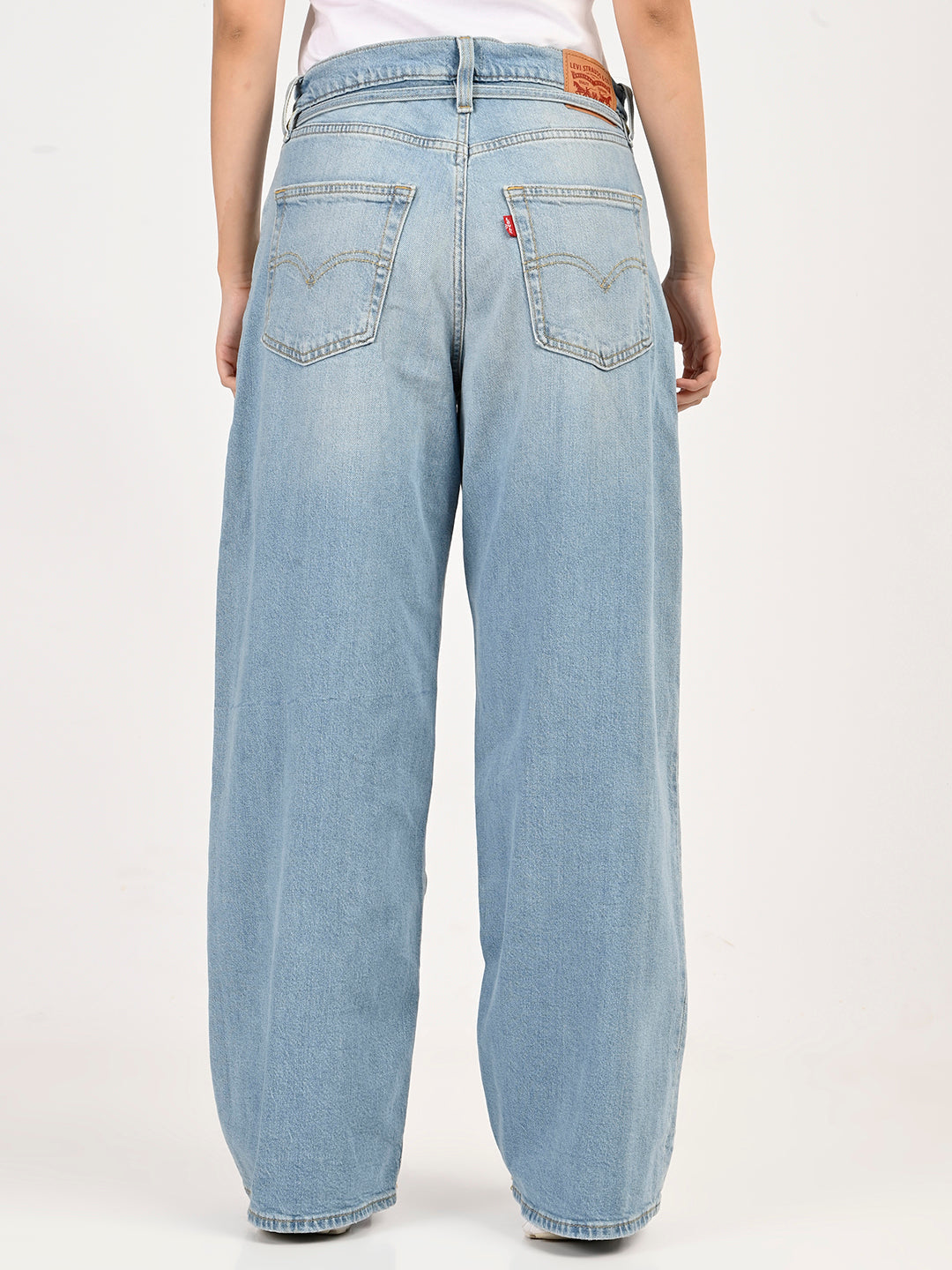 Women's Light Blue Wide Leg Fit Mid Rise Jeans