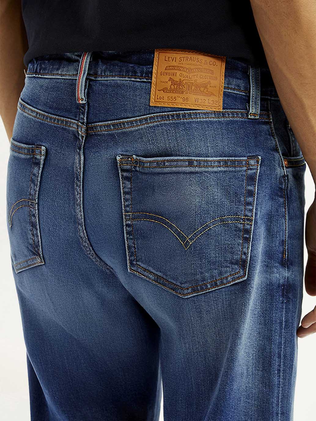 Men's 555 Blue Loose Fit Mid Rise Selvedge Jeans