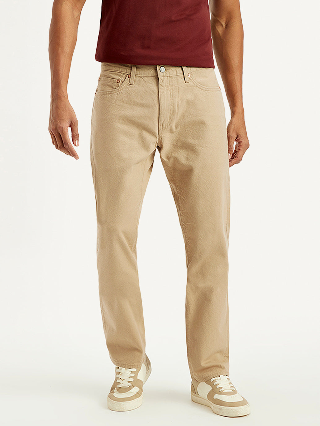 Men's 541 Beige Athletic Tapered Fit Mid Rise Selvedge Jeans