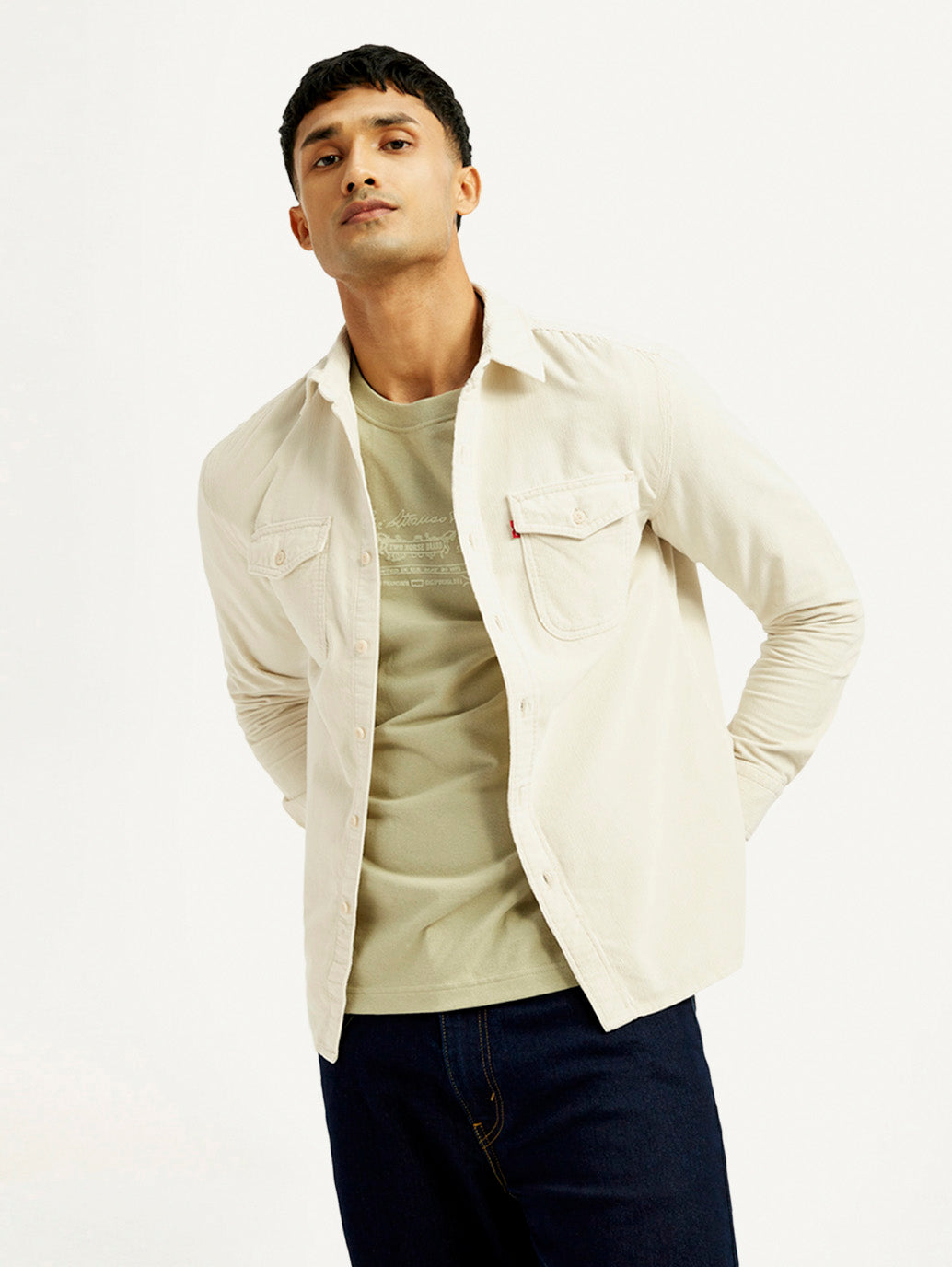 Men's Solid Slim Fit Corduroy Shirt