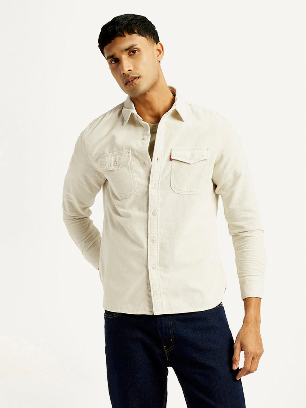 Men's Solid Slim Fit Corduroy Shirt