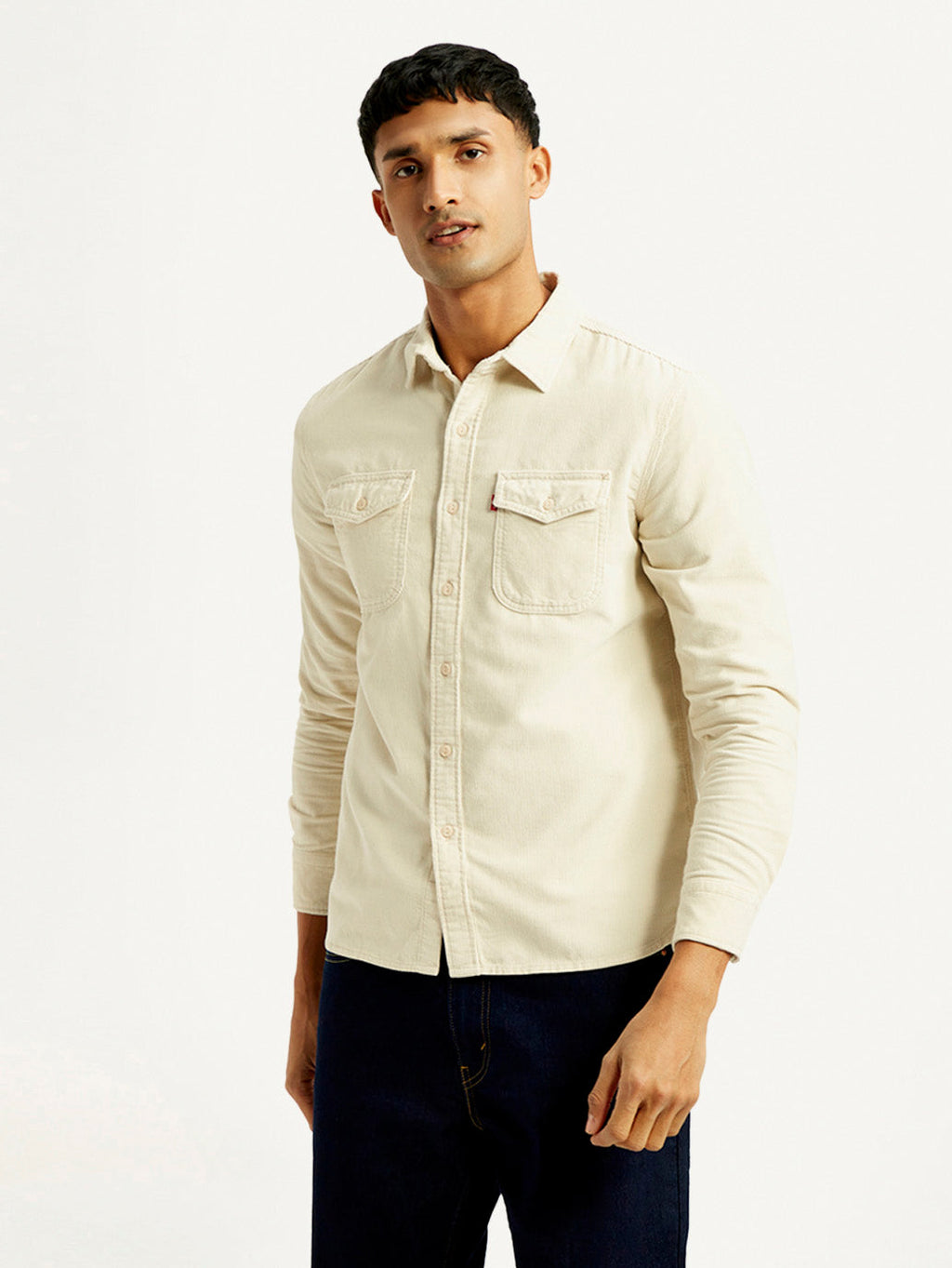 Men's Solid Slim Fit Corduroy Shirt