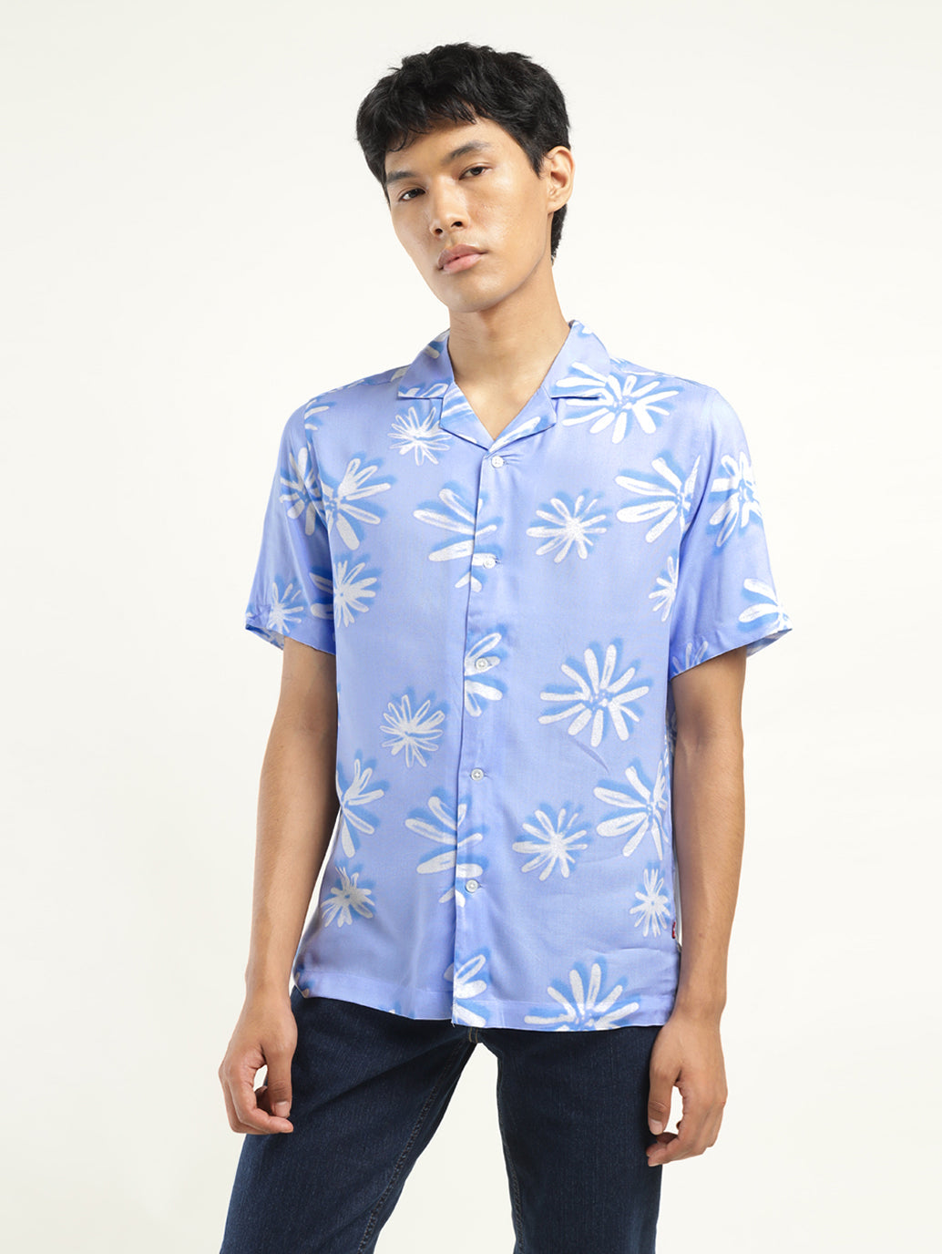 Men's Floral Print Camp Shirt