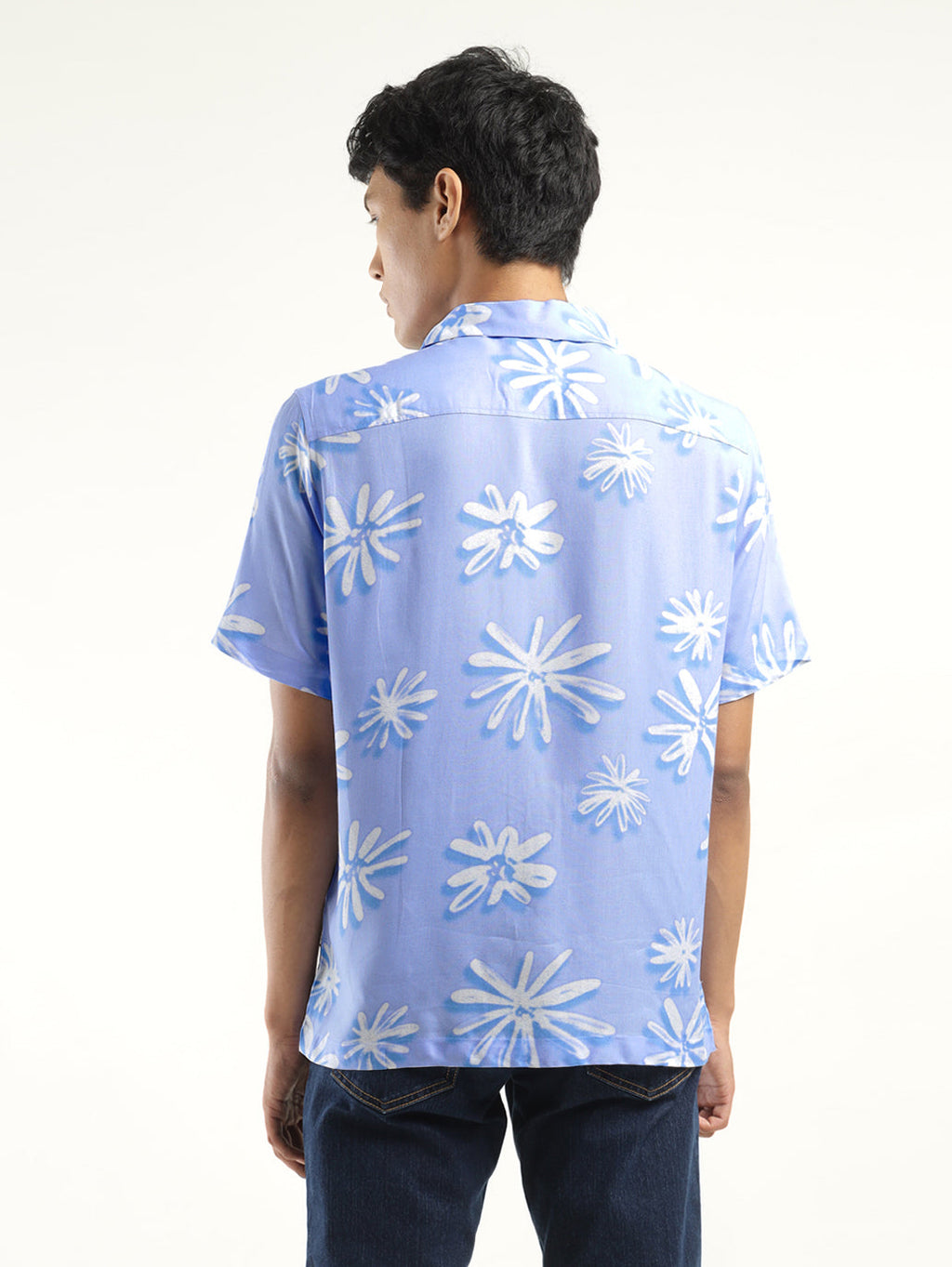 Men's Floral Print Camp Shirt