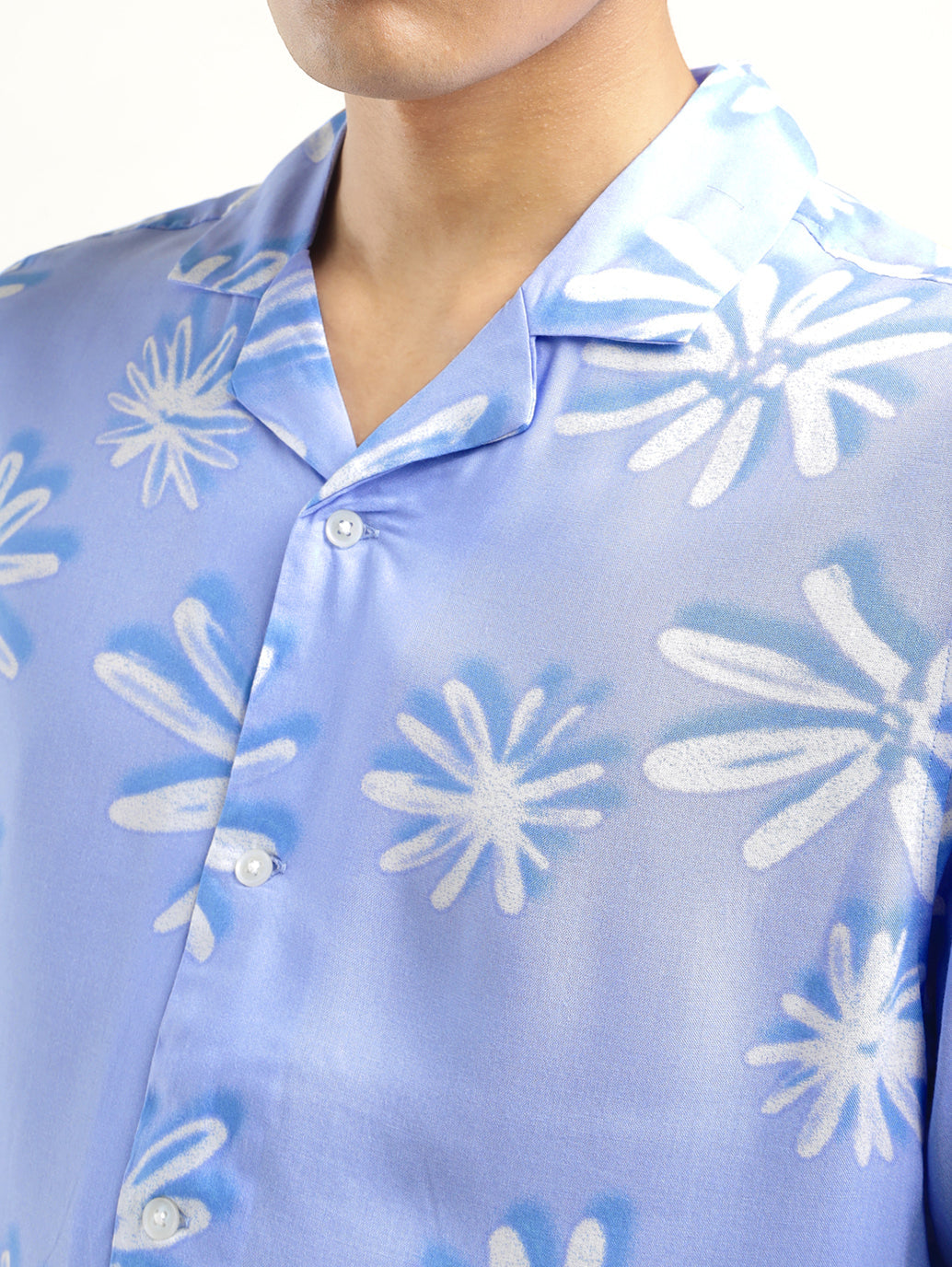 Men's Floral Print Camp Shirt