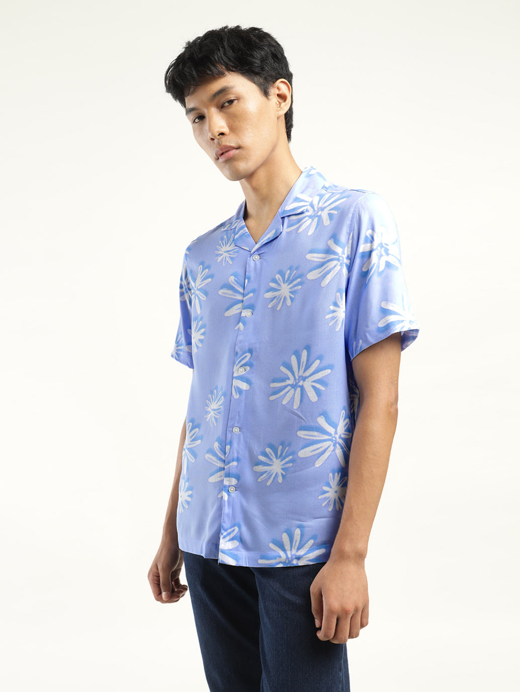 Men's Floral Print Camp Shirt