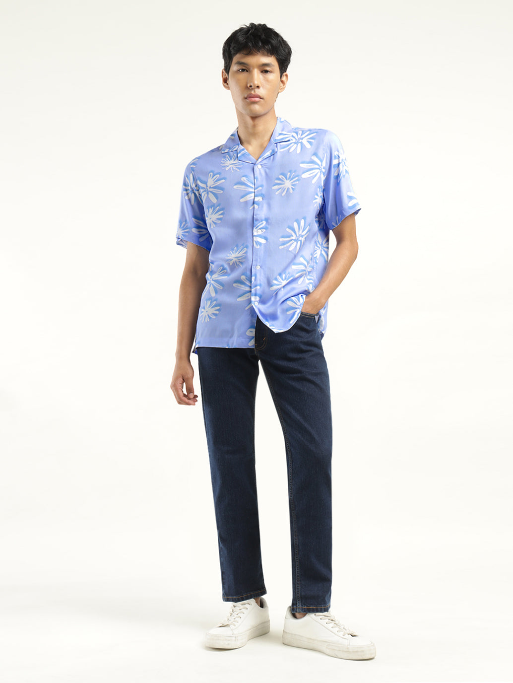 Men's Floral Print Camp Shirt