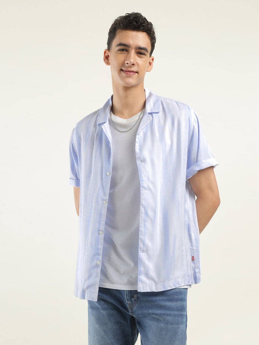 Men's Abstract Print Spread Collar Shirt