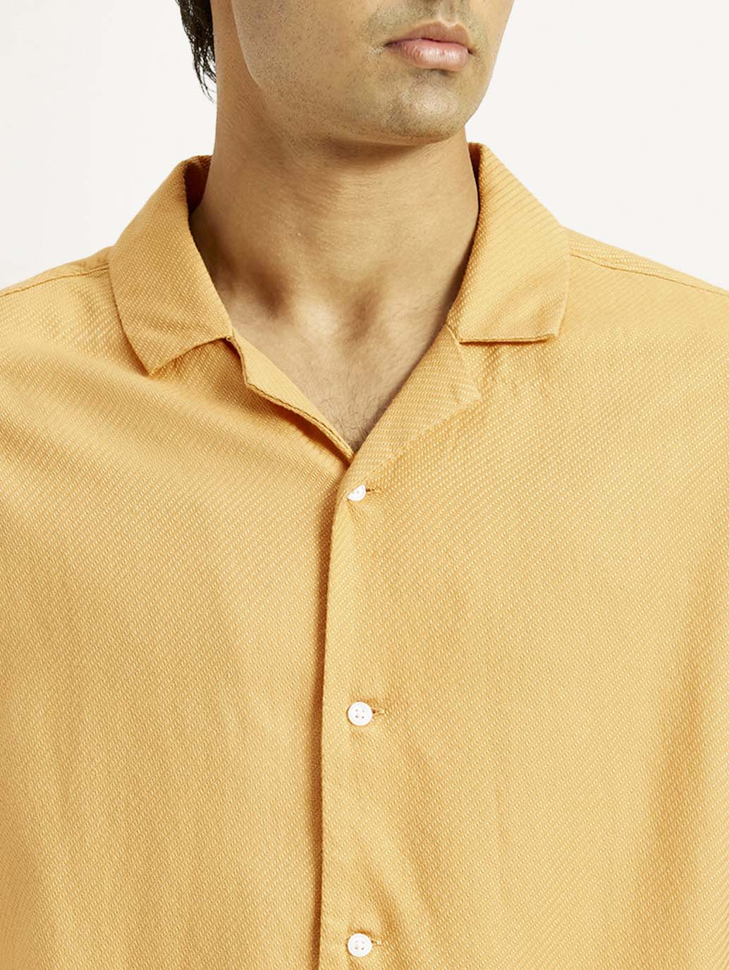 Men's Solid Mustard Camp Shirt