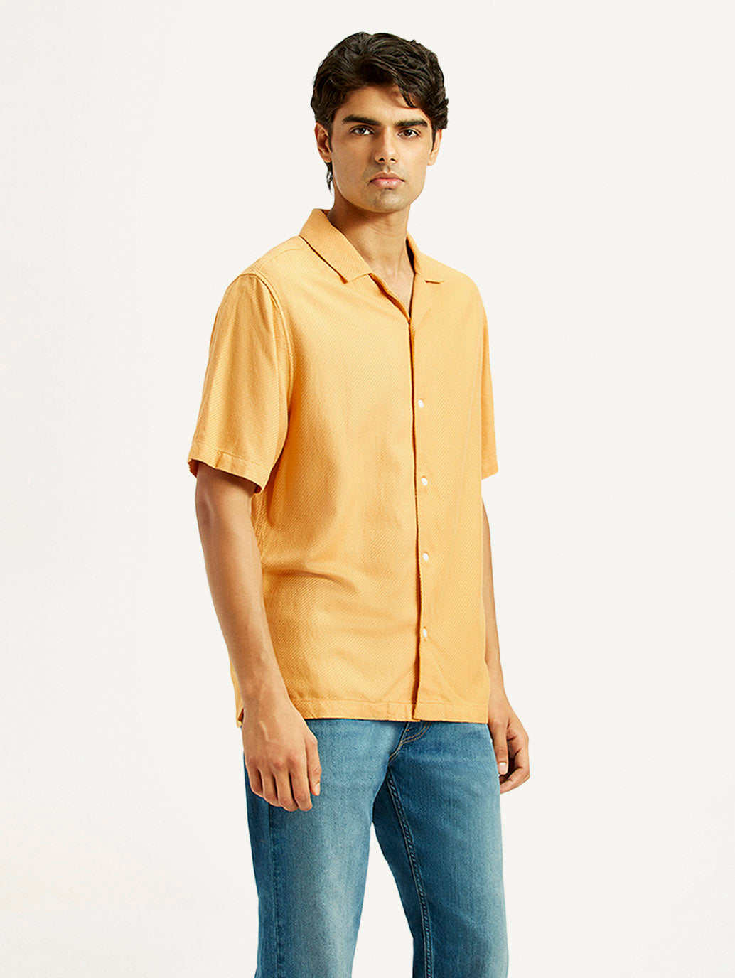 Men's Solid Mustard Camp Shirt