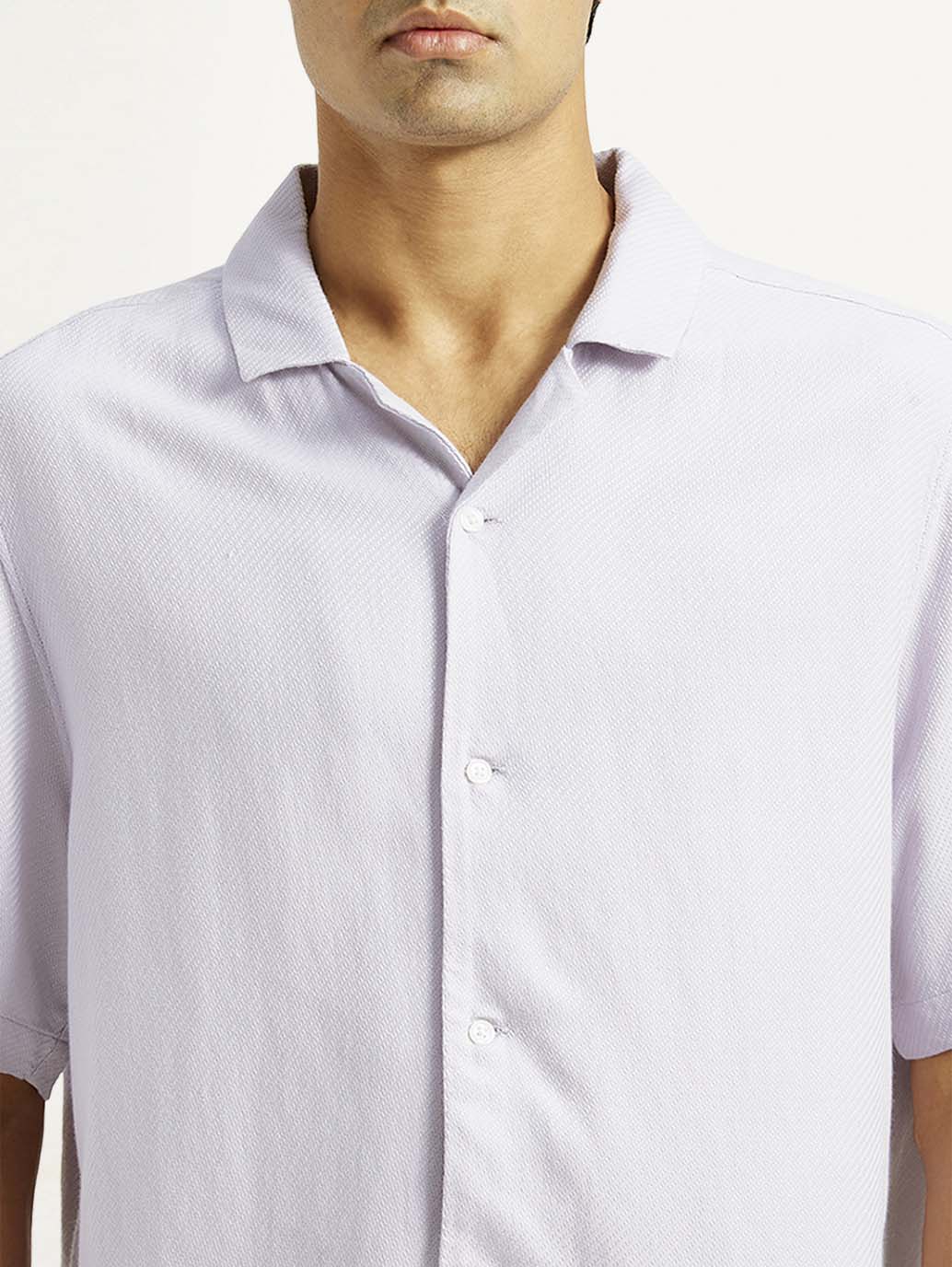 Men's Solid Lilac Camp Shirt