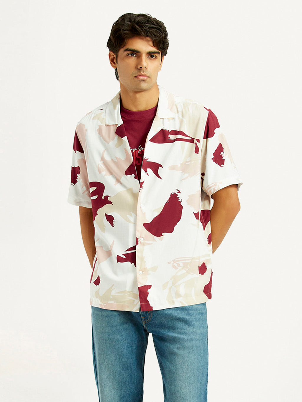 Men's Abstract Multi Color Camp Shirt