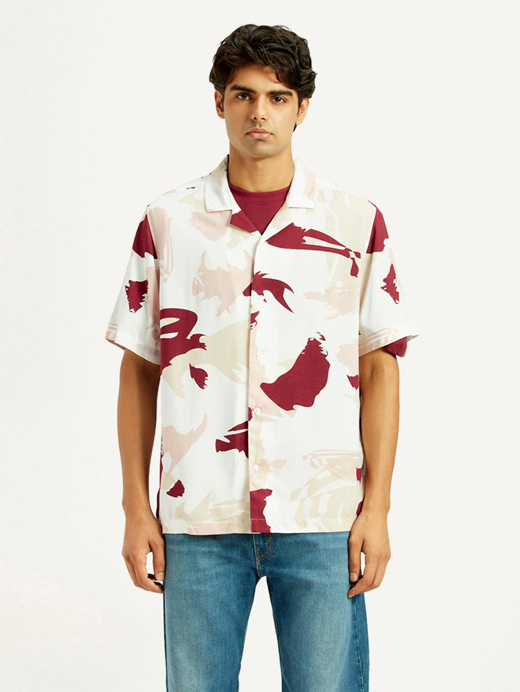 Men's Abstract Multi Color Camp Shirt