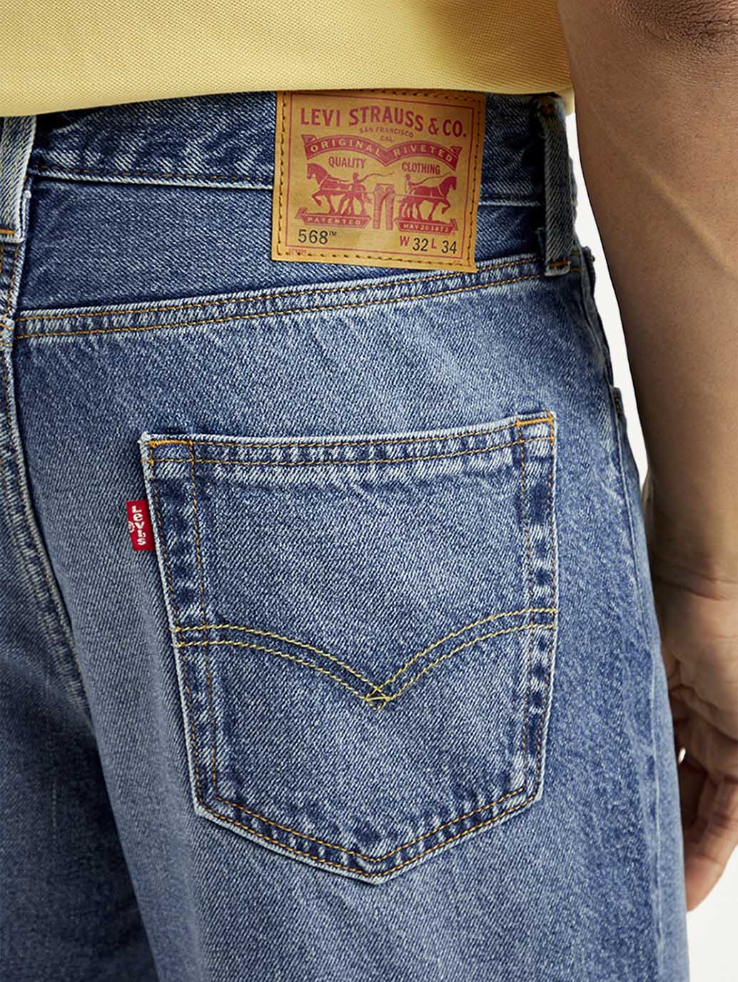Men's 568 Blue Loose Fit Mid Rise Jeans