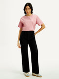 Women's Redloop Black Ribcage Bell Bottom Wide Leg Fit High Rise Jeans