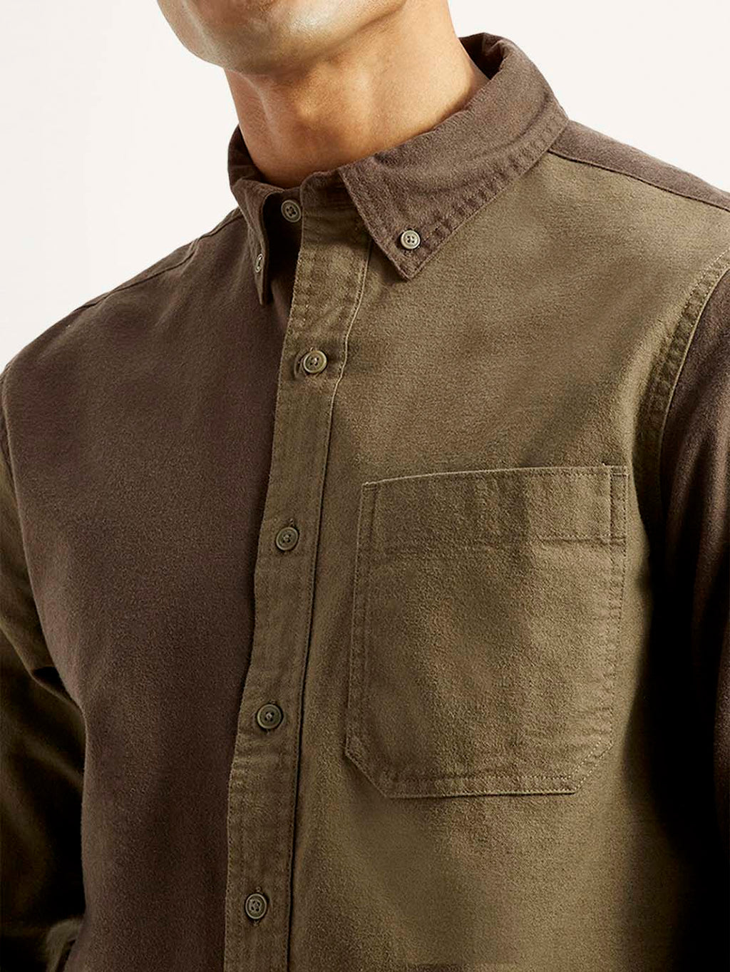 Men's Colorblock Spread Collar Flannel Shirt