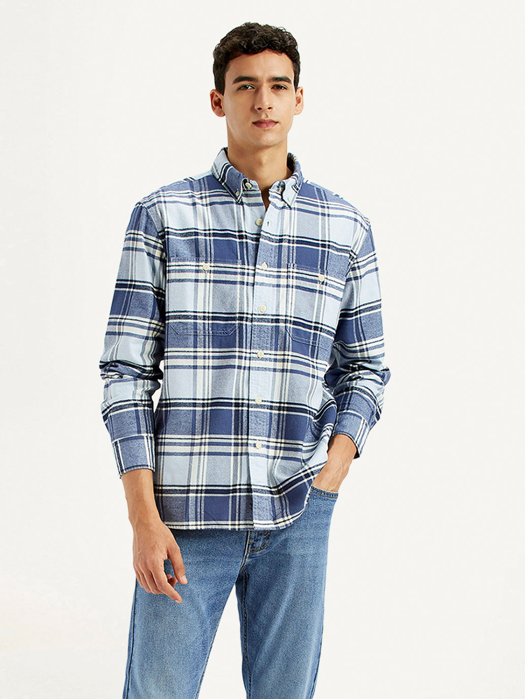Men's Checkered Blue Flannel Shirt
