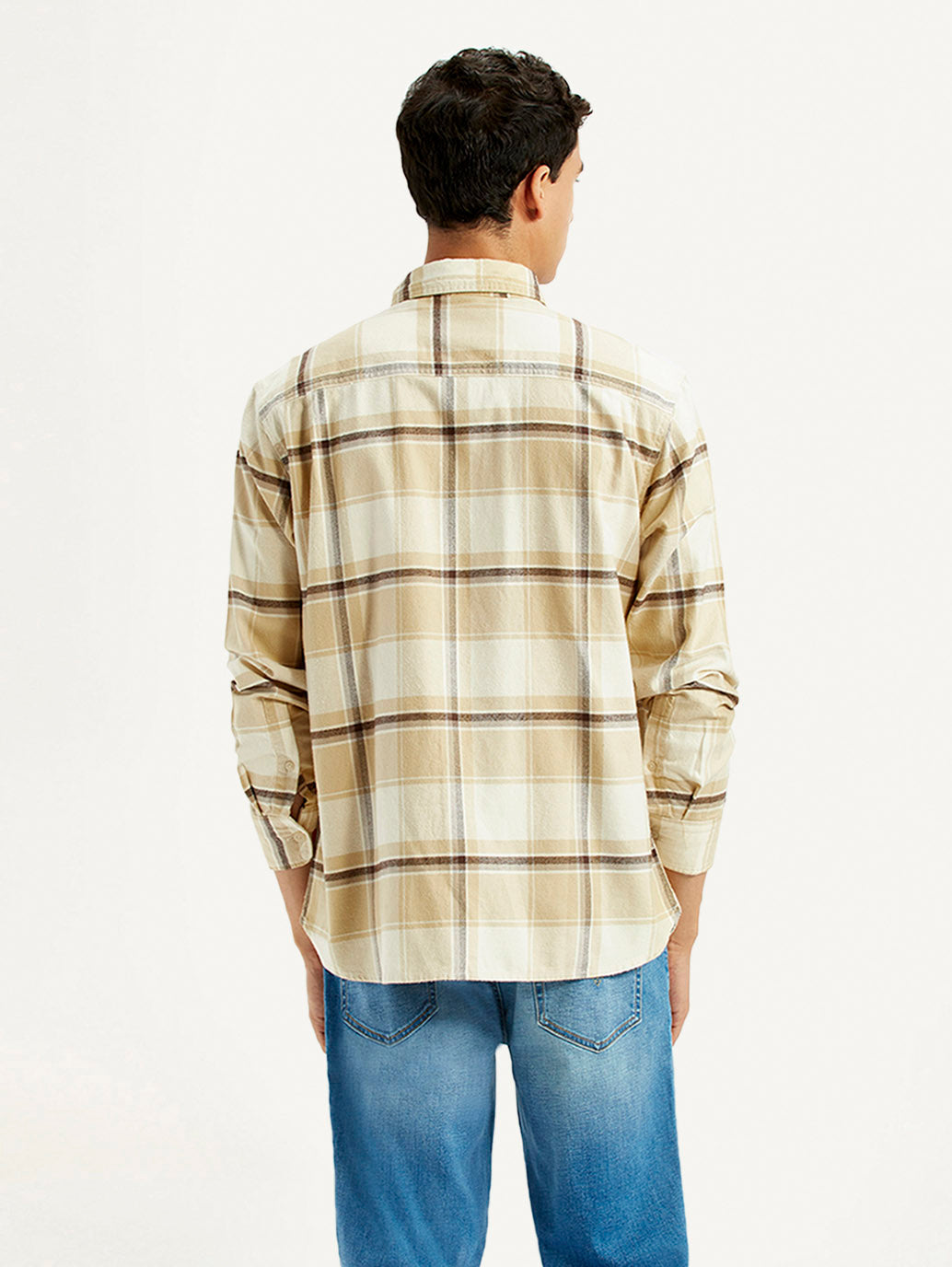 Men's Checkered Beige Flannel Shirt
