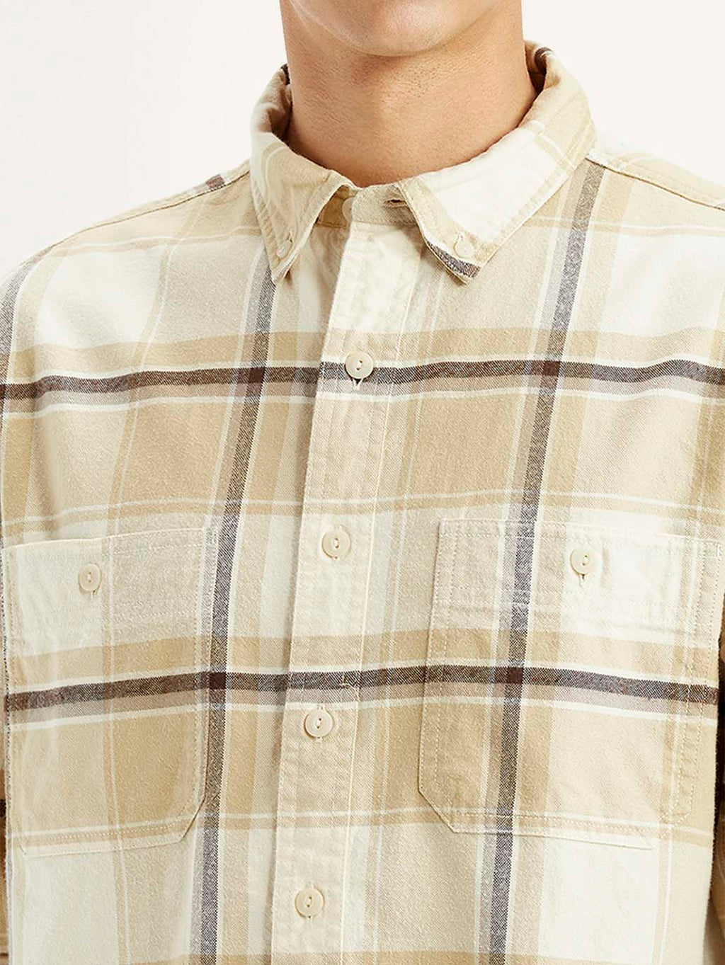 Men's Checkered Beige Flannel Shirt