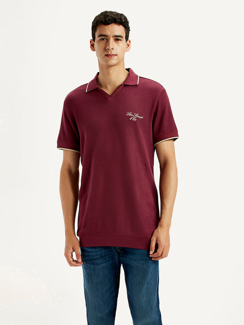 Men's Solid Maroon Slim Fit Polo T-shirt