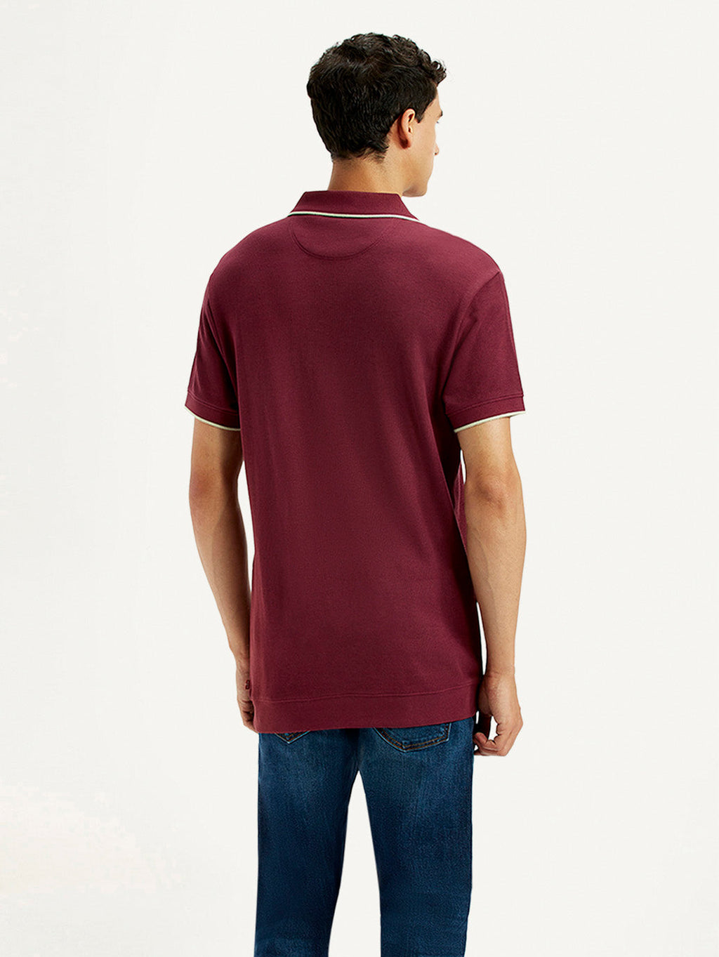 Men's Solid Maroon Slim Fit Polo T-shirt