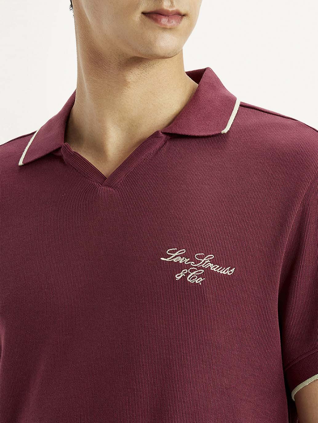 Men's Solid Maroon Slim Fit Polo T-shirt
