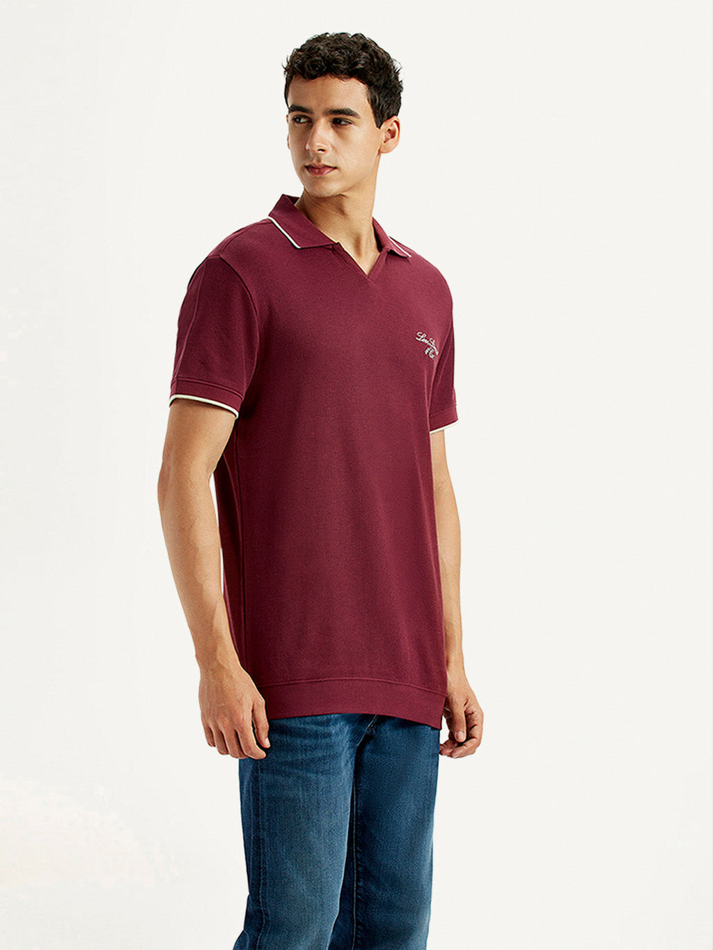 Men's Solid Maroon Slim Fit Polo T-shirt