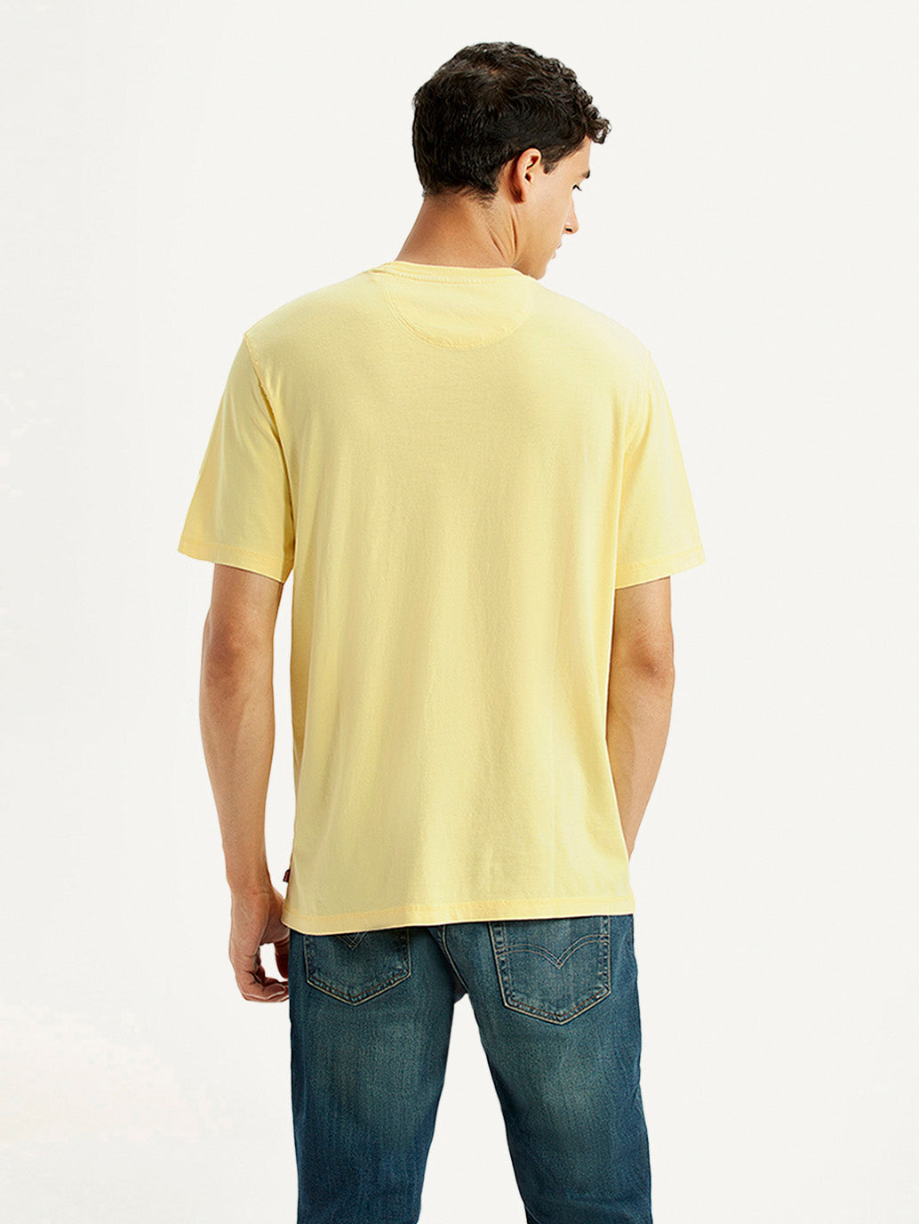 Men's Solid Overdyed Yellow Crew Neck T-shirt