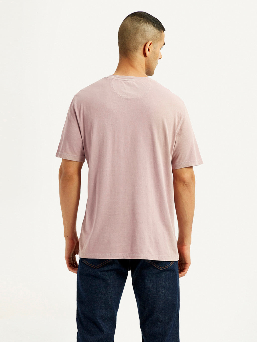 Men's Overdyed Solid Mauve Crew Neck T-shirt