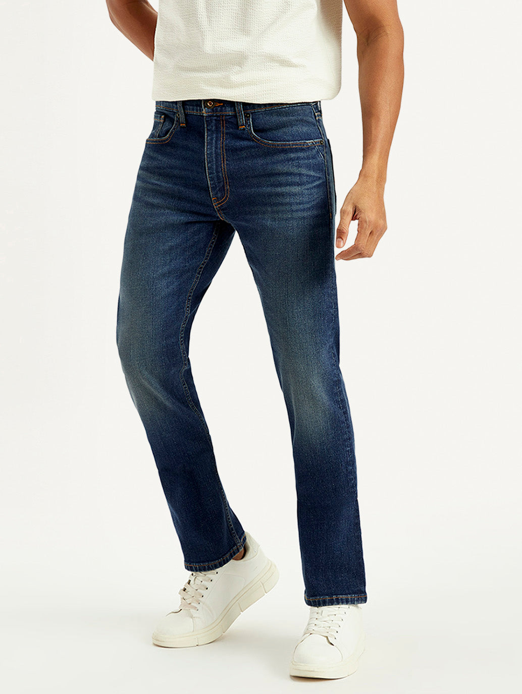 Men's Tinted 513 Blue Slim Straight Fit Mid Rise Jeans