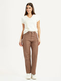 Women's Brown Ribcage Straight Fit High Rise Jeans