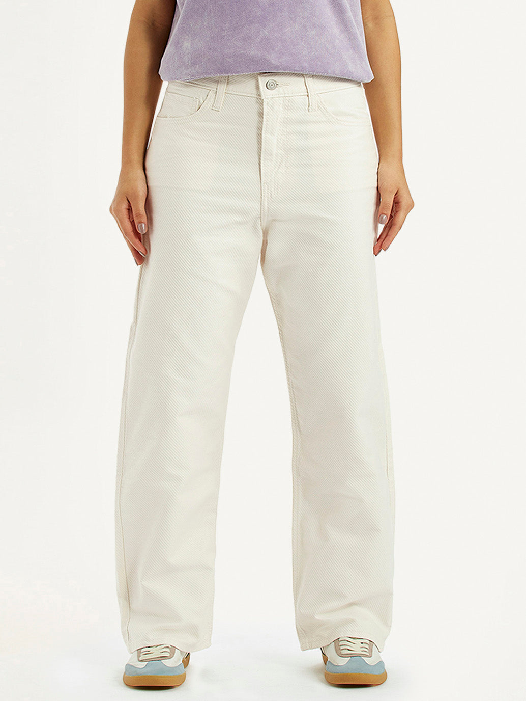 Women's Off White Ribcage Straight Fit High Rise Jeans