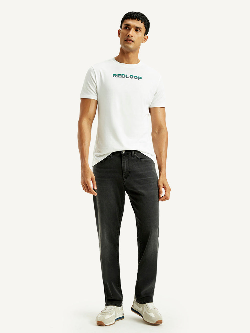 Men's Redloop 541 Black Athletic Tapered Fit Mid Rise Jeans