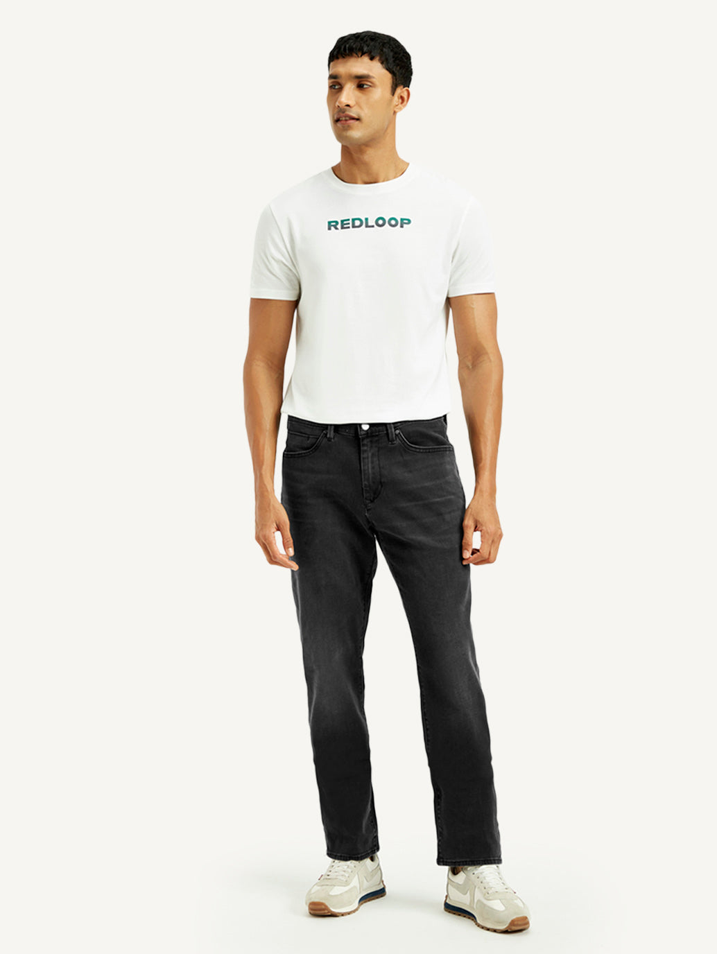Men's Redloop 541 Black Athletic Tapered Fit Mid Rise Jeans