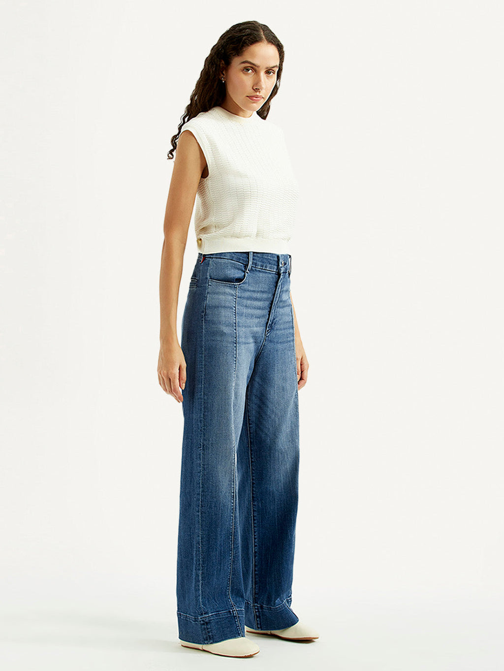 Women's Redloop Blue Loose Fit High Rise Jeans