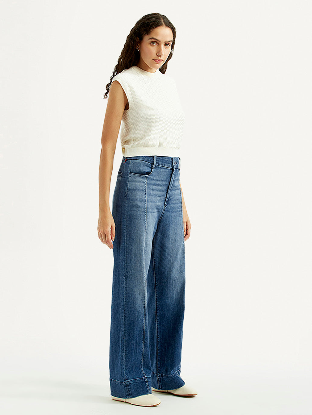 Women's Redloop Blue Loose Fit High Rise Jeans