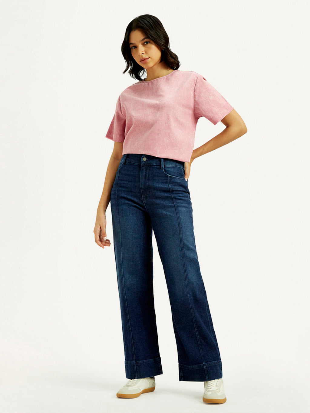 Women's Redloop Dark Indigo Mile High Wide Leg Fit High Rise Jeans
