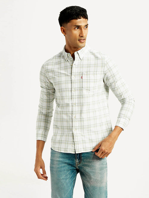 Men's Checkered Slim Fit Oxford Shirt