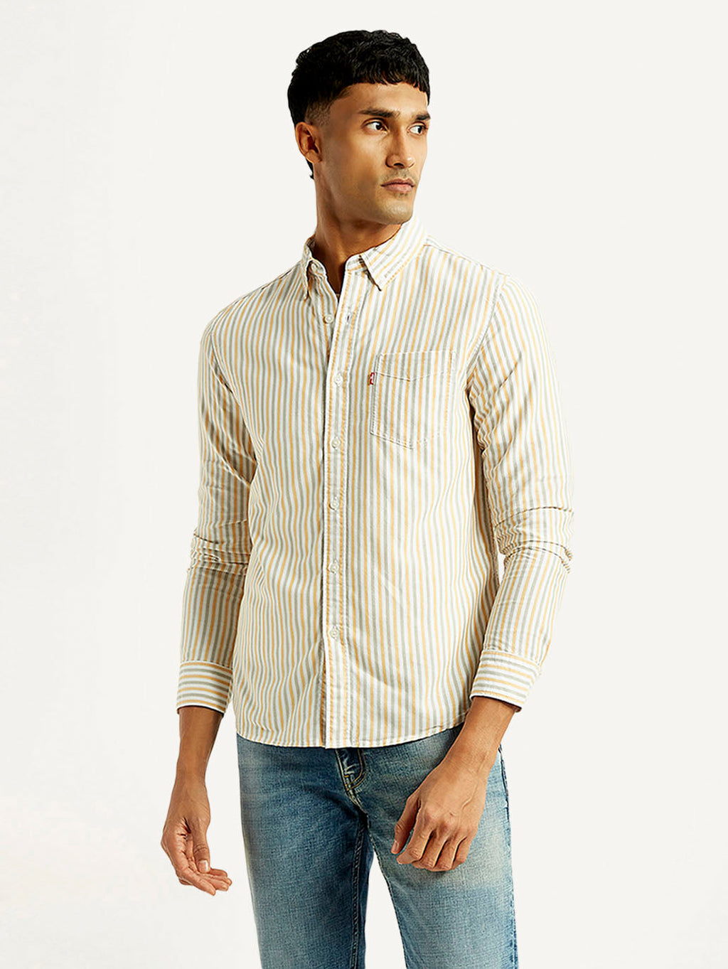 Men's Striped Slim Fit Oxford Shirt